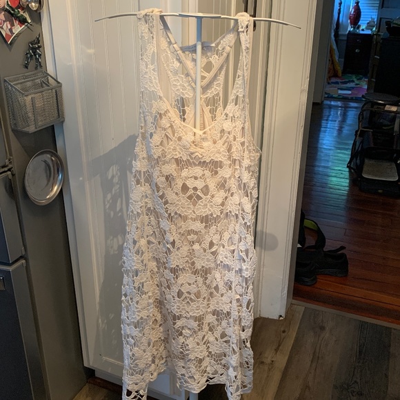 LC by Lauren Conrad cream lace eyelet dress. Preowned‎ - Picture 1 of 5